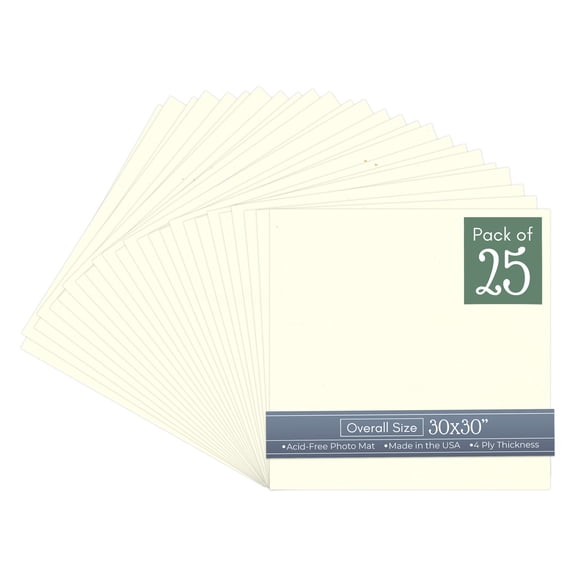 Cream Linen 30x30 Uncut Art Mat Board - No Opening - 25 Mats