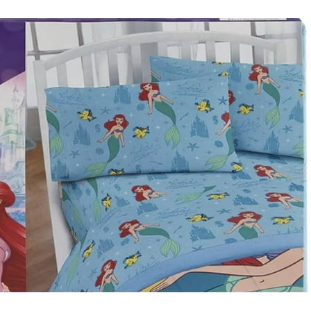 Ariel Little Mermaid Twin Size Sheet Set 3 Pieces Kids Set