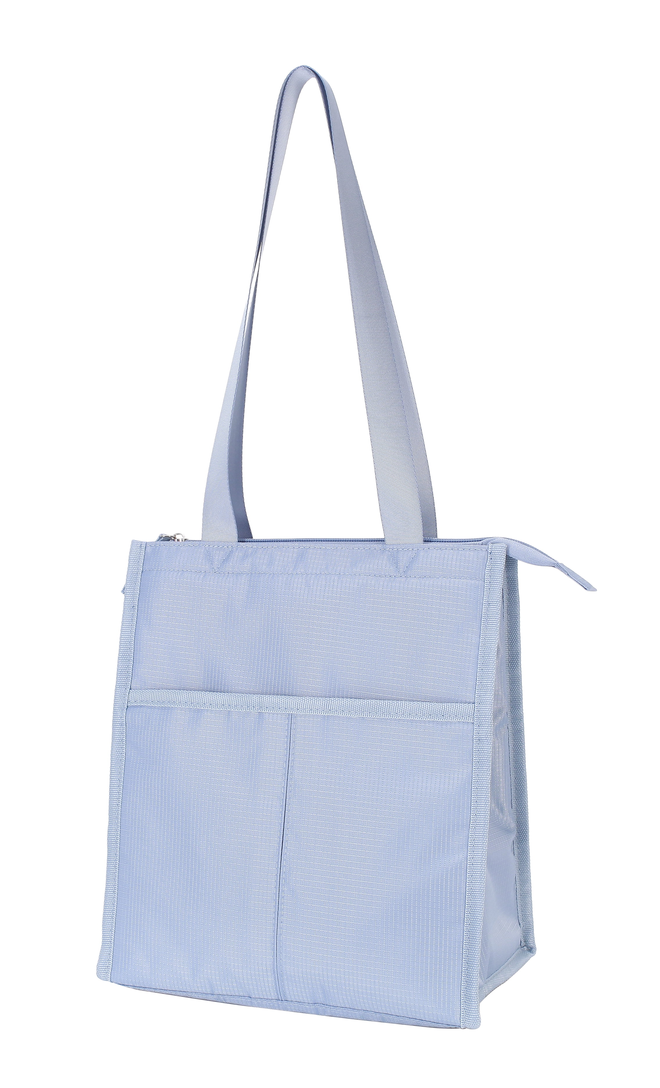 Mainstays Blue Polyester Zippered Reusable Lunch Bag, Best Used for On-the-Go Snacks and Small Portions