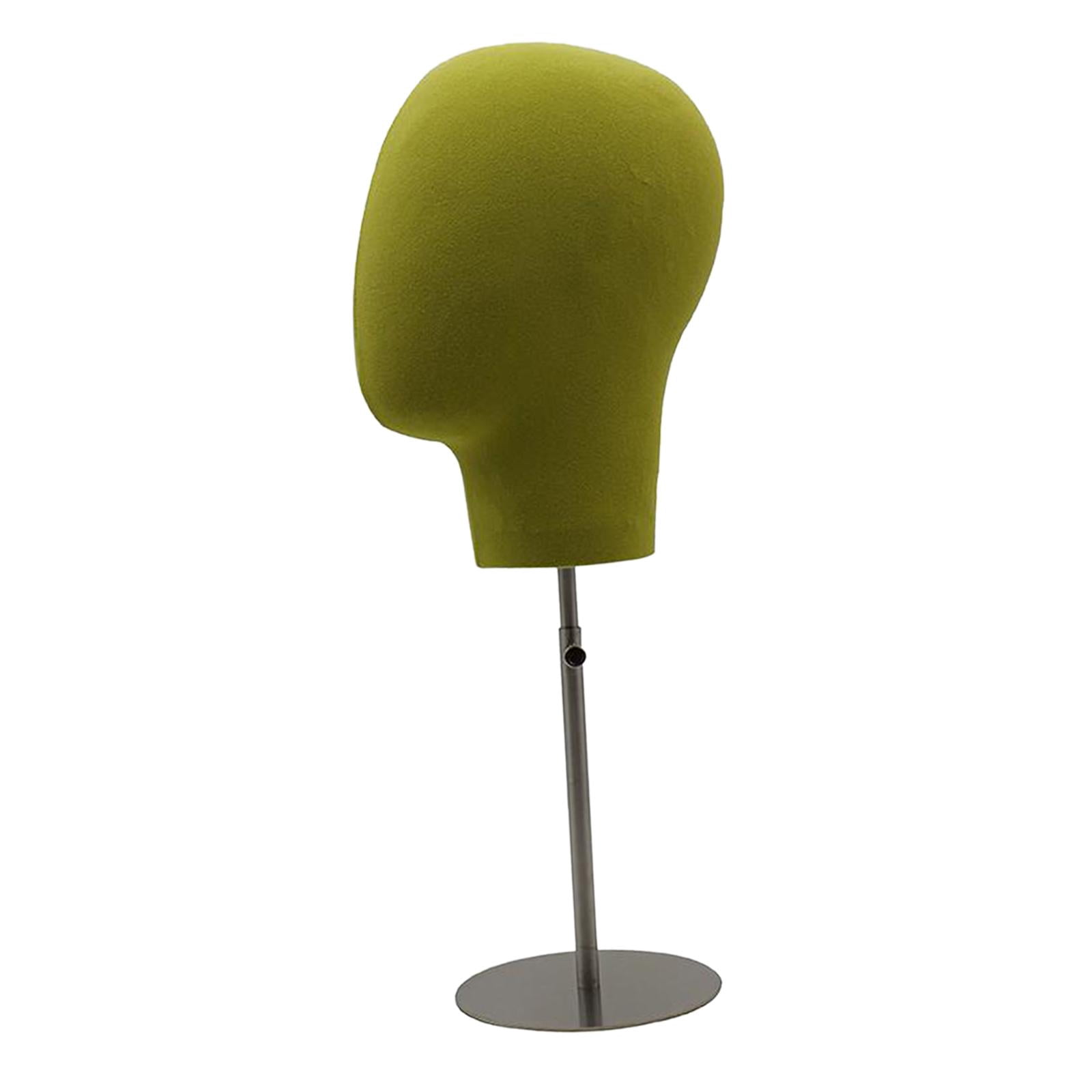 EHJRE Mannequin Head Making Display Model with Stable Stainless Steel Adjustable Base for Showing Hats Headphones Jewelry Suitable for Home Salon Shop M Green