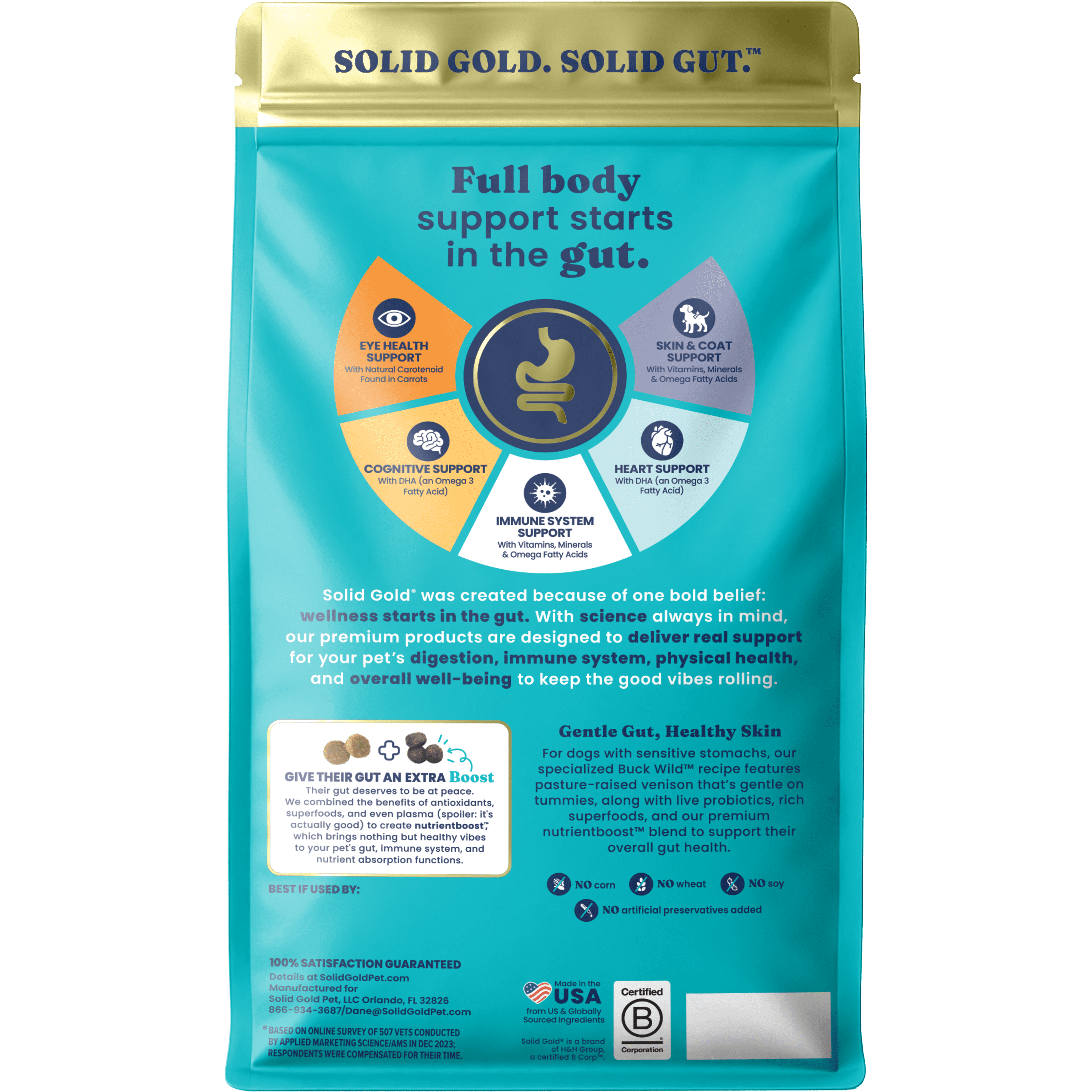 Solid Gold Nutrientboost Sensitive Skin & Stomach with Vension & Potato Dry Dog Food, 22lb