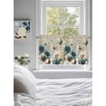 thumbnail image 3 of Teal Tulip Butterfly 2 Panel Kitchen Curtains for Small Windows, Beige Turquoise Floral Vintage Rustic Bathroom Tier Curtain, Short Window Treatment for Bedroom/Living Room 55"x36", 3 of 6