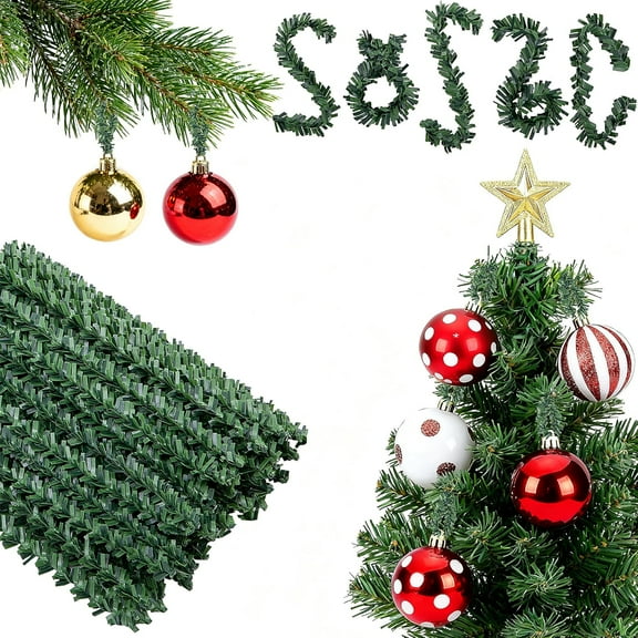 Ebaokuup 150 Pcs Christmas Artificial Pine Wire Hangers, 4 Inch Flexible Pine Needles Decorative Twist Ties, Faux Pines Stems Christmas Ornament Garland Hooks for Xmas Tree Wreath Holiday Party Decor