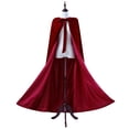 thumbnail image 1 of XIAOFFENN Women's Capes Hooded Cloak Outwear Poncho Warm Autumn and Winter Coat, Costumes Velvet Hooded Coat Cloak Wine Small, 1 of 6