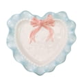 thumbnail image 2 of Ceramic Heart Shaped Dessert Plate Wavy Lace Plate For Kitchen Decoration (Blue), 2 of 7