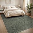 thumbnail image 3 of ODIKA 8'x10' Washable Area Rug Non-Shedding, Easy Care, With Distressed Diamond Lattice And Border Vintage Medallion Refined Structured for King Size Bedroom Under Bed, Master Suite, 3 of 7