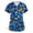 Blue, variant on V-Neck Medical Scrub Top for Women with Cute Cat Print & Pockets - Breathable Side-Slit Nursing Uniform for Women's Vet, Hospital & Clinic Workwear Khaki S