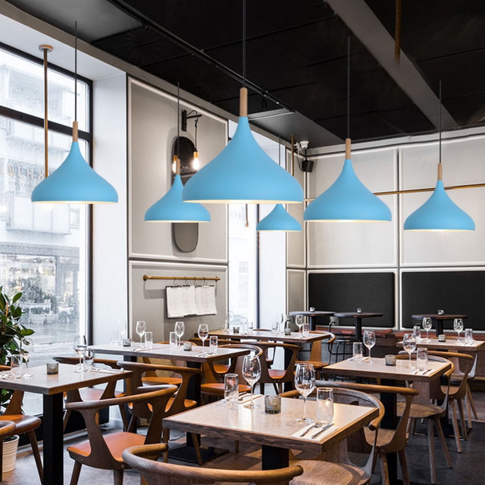 Colorful Wood Metal Pendant Light Fixture for Over Kitchen Island, Nordic Minimalism Pendant Lighting for Dining Table, Simple Retro Rustic Hanging Lamp Farmhouse Ceiling Chandelier