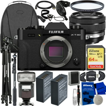 FUJIFILM X-T30 II Mirrorless Camera with XC 15-45mm OIS PZ Lens Black - 15PC Kit