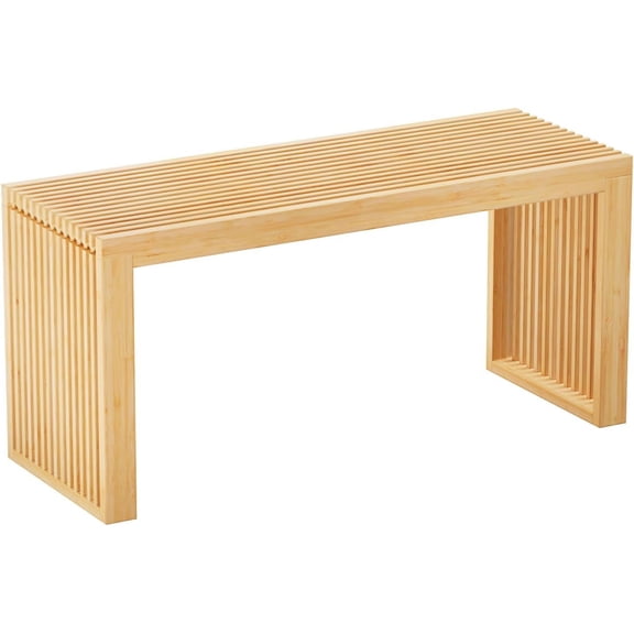 35-Inch Bamboo Dining Bench, Indoor Long Entryway Shoe Rack Bench, Outdoor Modern Wood Bench for Living Room, Hallway, or Bedroom