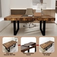 thumbnail image 6 of MDQMD 78.7" Extendable Dining Table for 6-10 People Modern Farmhouse Expandable Conference Table with Deep Rustic Brown Finish Space-Saving Particle Board Kitchen Table, 6 of 11
