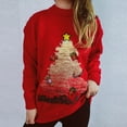 thumbnail image 2 of Suéter de mujer 2024 Suéter de vacaciones Suéter de lentejuelas hecho a mano Árbol de Navidad Pequeño ciervo Bordado Suéter grueso cálido de gran tamaño, 2 of 5