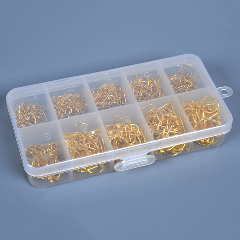 Gold 500Pcs/Lot Fishing Hooks High Carbon Steel Sharpened Fishing Hook With Box