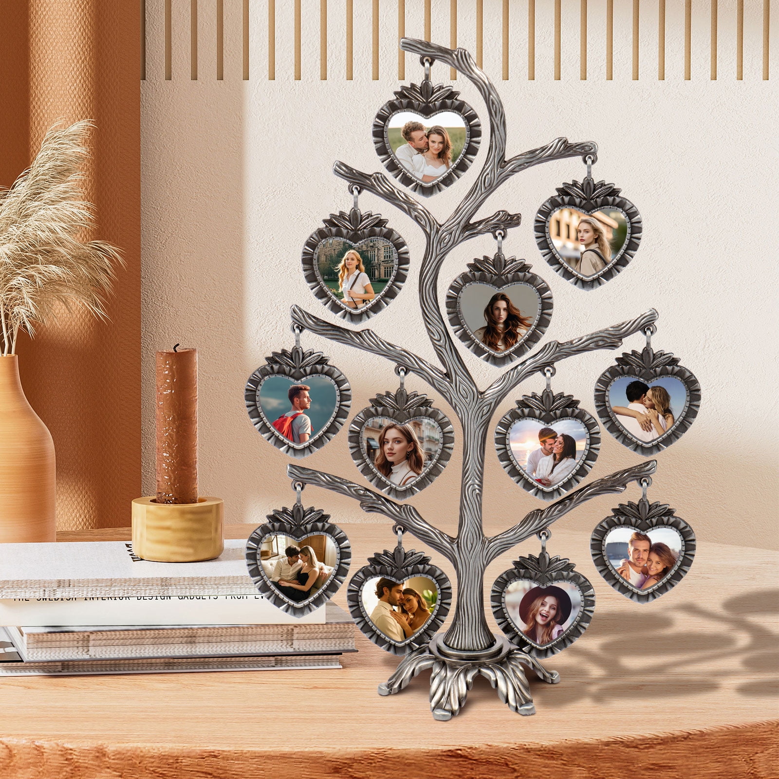 Keyohome Photo Frame Family Tree Metal Family Tree Photo Frame Tree Shape Display Rich Multi Picture Frame Tree Free Combination Photo Picture Tree Displays for Home Wedding Decor