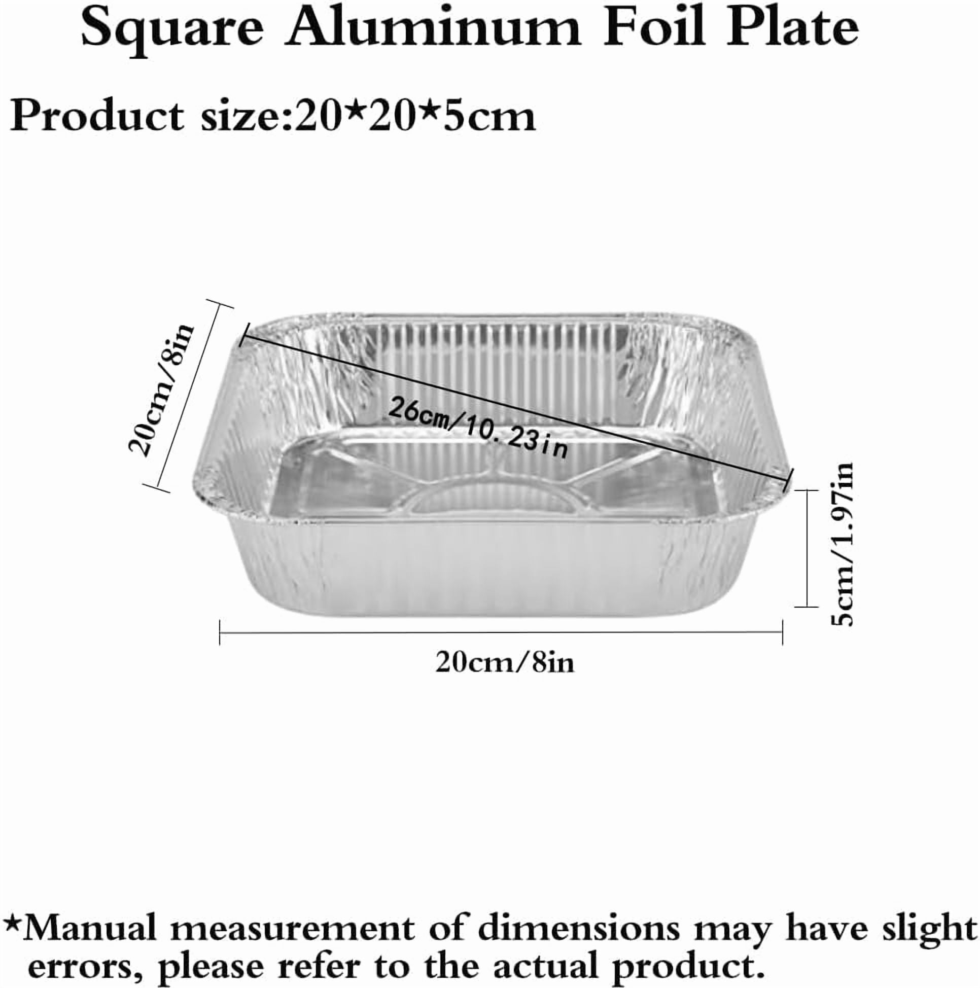 Non-Stick Disposable Air Fryer Aluminum Foil Liners Square 50PCS, Oil-Proof Aluminum Foil Tin Box Also for Steamer Basket Instant Pot Oven & Grill (8 * 8 Inch-Square)