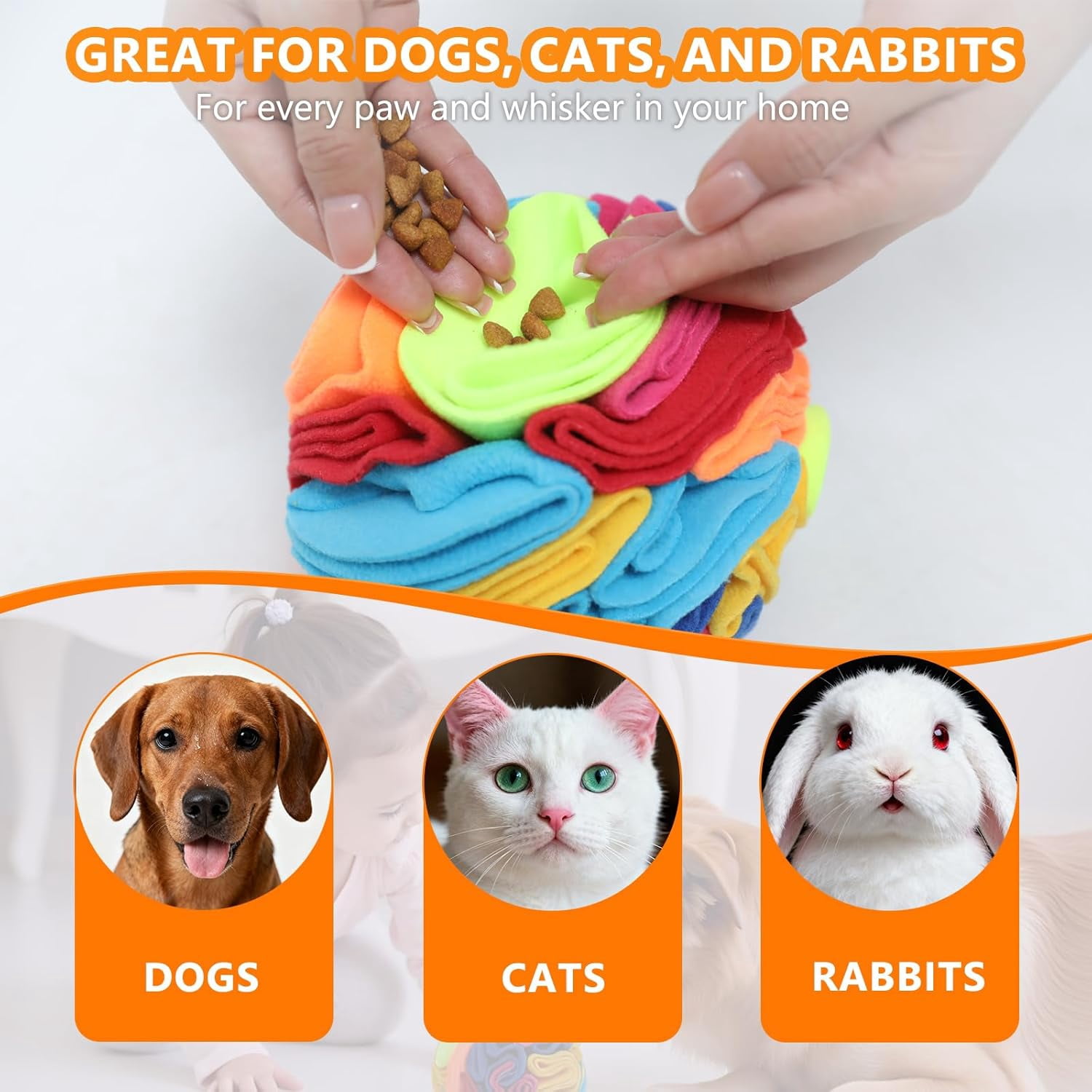 Snuffle Ball - Snuffle Ball for Small Dogs, Interactive Dog Toys to Keep Them Busy, Puppy Dog Puzzle Toy with Storage Bag Machine Washable Rainbow-colored,Medium