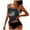 Black, variant on Plus Size One Piece Tankini Swimsuit for Womens Summer Fashion Loose Drawstring Split Swimsuit