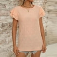 thumbnail image 6 of Mittory Women's Tops Summer Ruffle Sleeve Tops V Neck Eyelet Tshirts Hollow Casual Blouse, 6 of 8