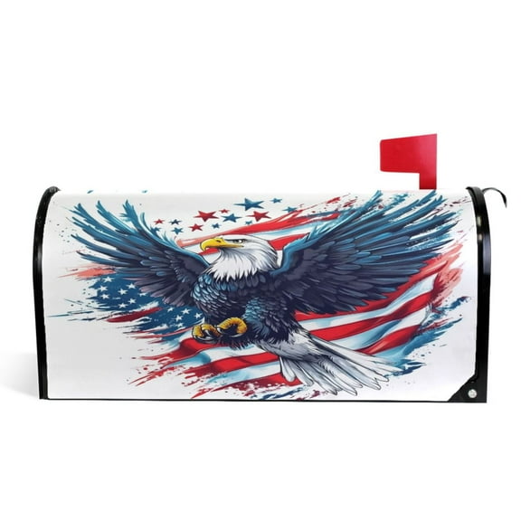 Ryvnso Mailbox Cover Eagle American Flag Magnetic Mailbox Wrap Standard Size 21x18 Inch
