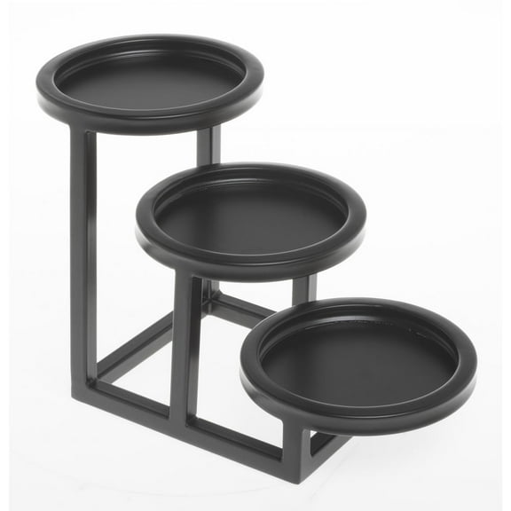 HUBERT® 3-Tier Small Round Bowl Holder Black - 6"L x 14 7/10"W x 8 2/5"H