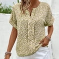 thumbnail image 2 of Birdeem Blouses pour Femmes Col en V Imprimé Manches Courtes Haut Décontracté Col en V, 2 of 12