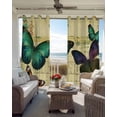thumbnail image 6 of Teal Retro Butterfly Kitchen Curtains Vintage Summer Butterflies Cafe Short Curtains for Bathroom Blackout Window Curtain Grommet Small Window Treatment Tier Drapes for Bedroom Living Room 52"x45"x2, 6 of 9