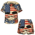 thumbnail image 3 of 4th of July Women's Ruffle Short Sleeve Tops And Shorts Cute Peeps Bunny Pajamas Sets, 3 of 7