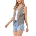 thumbnail image 4 of INSPIRE CHIC Women's Floral Crochet Hollow Out Sleeveless Open Front Vest Cardigan XL Light Grey, 4 of 6