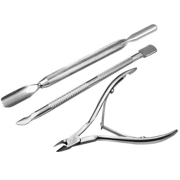 Haobase 3pcs Pusher Scraper Spatula Nail Clipper Cuticle Trimmer, Cuticle Pusher