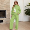 thumbnail image 3 of Renewold St. Patrick's Day 2 Piece Lounge Sets Petite for Women Matching Set Track Suit Mock Neck Sweatshirts and Wide Leg Pants Workout Clothes for Jogging, Green Clover Gold Coin Cat, XS, 3 of 7