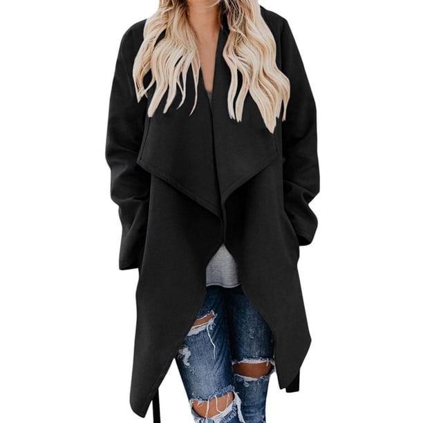 Chaqueta de abrigo elegante básica de manga larga para mujer