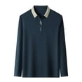 thumbnail image 2 of Men‘s Long Sleeve Turn-down Collar Waffle T-shirt Business Casual Contrast Line  Shirt, 2 of 7