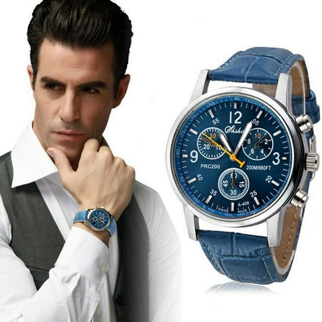 Reloj de cuarzo para hombre, relojes para hombre, nuevo reloj analógico de piel sintética de moda para hombre, relojes azules, el reloj