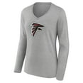 thumbnail image 2 of Women's Heather Gray Atlanta Falcons Primary Team Logo Long Sleeve V-Neck T-Shirt, 2 of 3