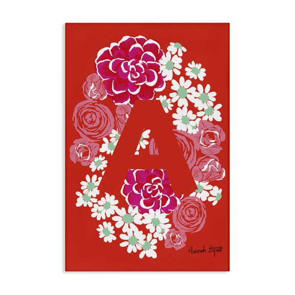 Stupell Industries Floral Bloom Letter A Botanical & Floral Painting Gallery Wrapped Canvas Art Print Wall Art, 30 x 45