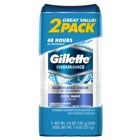 Gillette Cool Wave Clear Gel Mens Antiperspirant and Deodorant 3.8 oz each 2-Pack