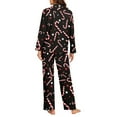 thumbnail image 6 of DISNIMO Candy Star Print Womens Pajama Sets Christmas 2 Piece Pj Sets Soft V Neck Sleepwear with Long Pants Long Sleeve Lounge Set with Pockets Loose Fits Nightwear, XL, 6 of 7