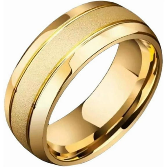 8mm Sand Brushed Classic Plain Stainless Steel Wedding Band Ring