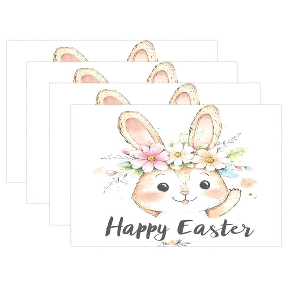 Ryvnso Placemats Set of 4 Happy Easter Dining Mats Heat-Resistant Non-Slip Washable Table Mat