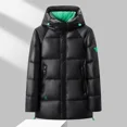 thumbnail image 5 of Chaqueta deportiva brillante de plumón de longitud media para hombre y mujer, para parejas, gruesa, cálida, para frío extremo, color negro y dorado, 5 of 5