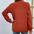 thumbnail image 4 of Lilgiuy Women Casual Solid Color Pullover Long Sleeve V-Neck Sweater,Red,8(L) Winter Dresses for 2022, 4 of 5