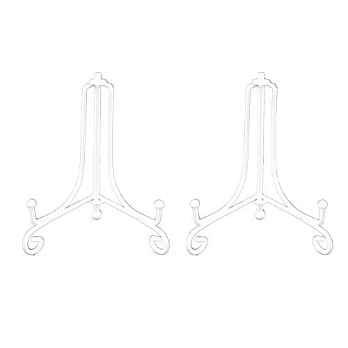 Artliving 4 Inch White Iron Small Plate Stand Holder, Picture Easel, Display Stand for Cookie
