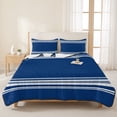 thumbnail image 3 of Full Quilt Set 78''x90'', Blue Striped Lightweight Summer Bedspread Coverlet Set with 2 Pillow Shams, Farmhouse Blue White Stripes Breathable All Season Quilt Bedding for Bedroom/Guest Room, 3 of 9