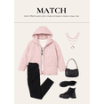 thumbnail image 4 of SHEWIN Hooded Puffer Jacket for Women with Full Zipper Drawstring Winter Cropped Coat with Pockets Petite, 4 of 8