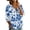 Blue, variant on Sunflower & Cherry Print Henley Tunic for Women - 3/4 Sleeve V-Neck Button Down Cottagecore Blouse, Loose Fit Casual Summer Top Orange L