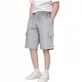 thumbnail image 2 of Kogui Cargo Shorts Kids Boys Pull-on Shorts School Uniform for Kids Elastic Waist Shorts 5t 6t (Grey,5-6 Years), 2 of 7