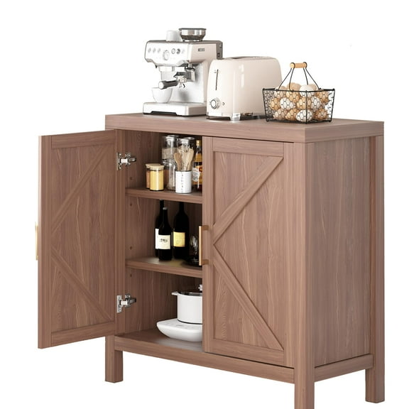 TROPOW Sideboard Kitchen Storage Cabinet, Wooden Buffet Cabinet with Adjustable Shelves, Farmhouse Chest Credenza, Large Sideboard Cabinet with Storage for Kitchen, Hallway, Entry, Living Room