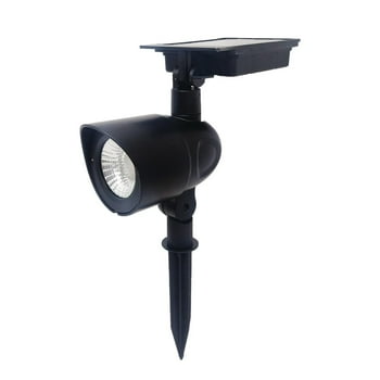 Mainstays Solar Powered Black Plastic Landscape LED Spotlight, 60 Lumens