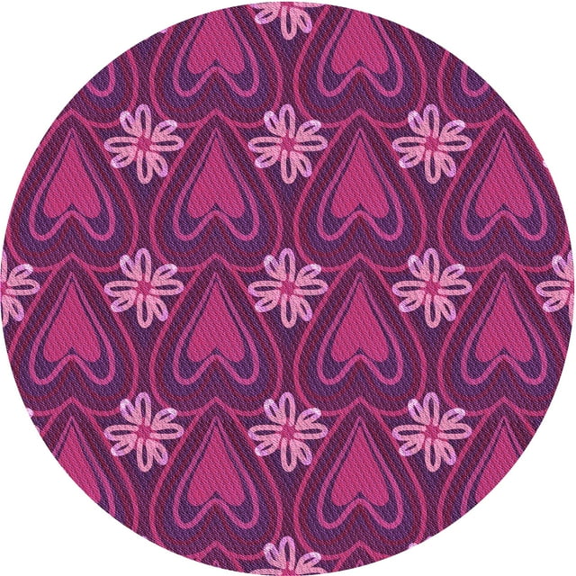 Ahgly Company Tapis Rond Lavable en Machine Intérieur Transitionnel Rose Brûlé, 5 Pieds Rond