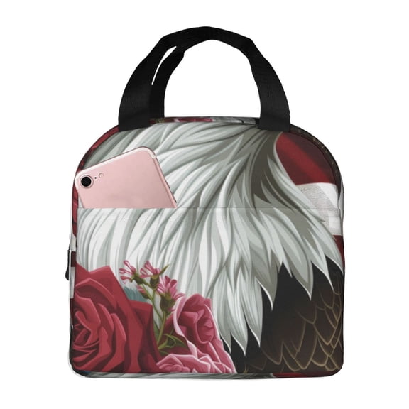 Vsdgher Eagle With Hat And Roses Lunch Bag, Lunch Box for Women Adult Men, Lunch Tote Insulated Cooler Lunch Container for Work/Office/Picnic/Travel